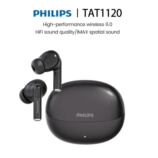 Wireless Earbuds Philips Bluetooth 6.0 Dual Stereo with Type-C Charging Case in Black or White