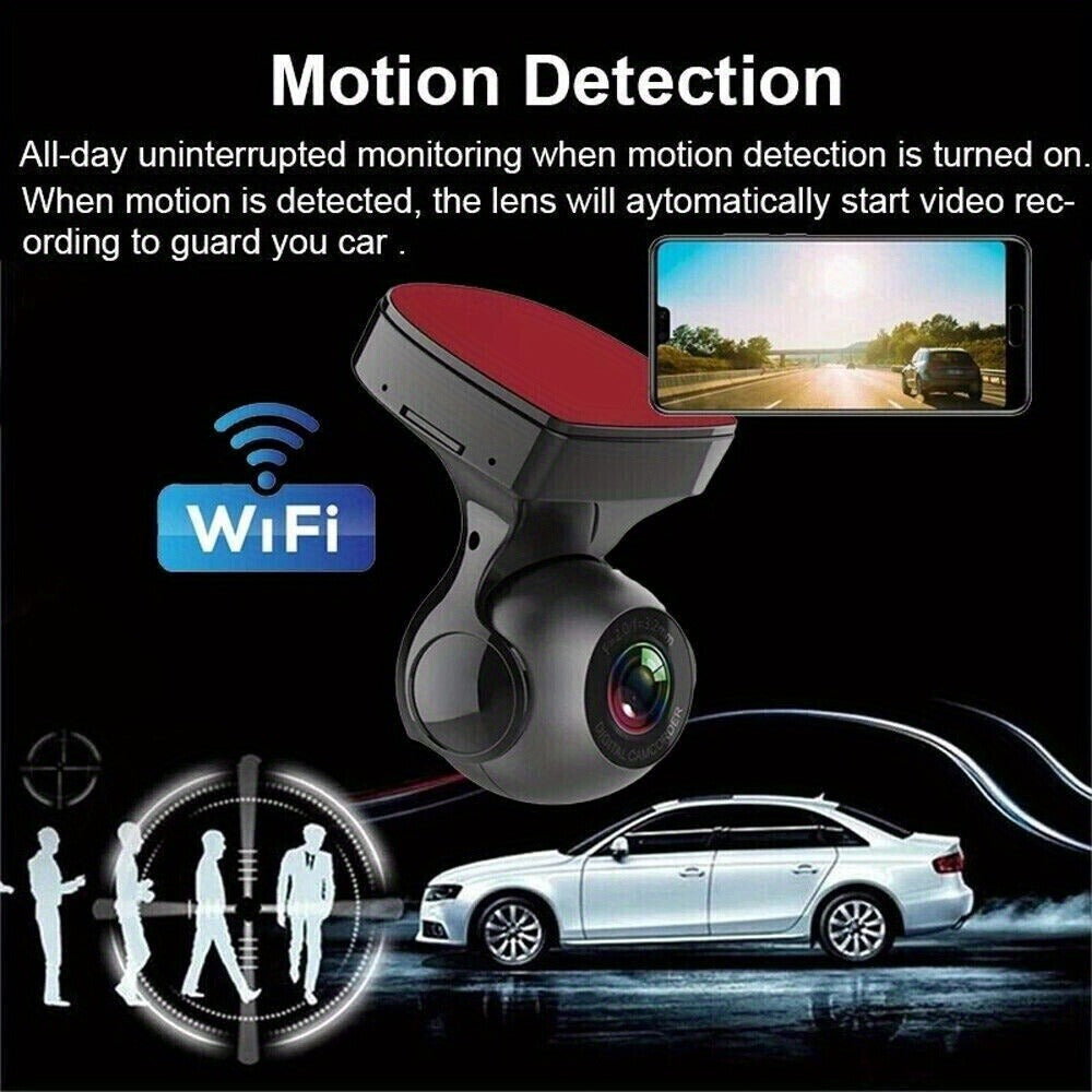 1080P WiFi Dash Cam 170° Wide Angle – HD Car DVR with G-Sensor, Loop Recording, Night Vision, Smartphone App View