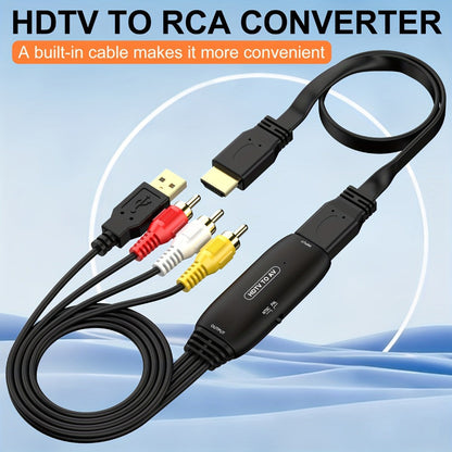 HDMI to RCA Converter Adapter for Fire Stick Roku Apple TV Android Box, Plug & Play, Supports 1080P PAL/NTSC