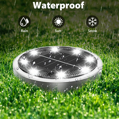 Solar Ground Lights 8 Pack 8-LED - Ultra Bright Semi-Recessed Outdoor Floor Lights for Garden Pathway Driveway Deck Staircase Pool