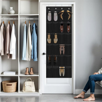 Over Door Shoe Organizer 24 Large Mesh Pockets, Foldable Breathable Hanging Storage Rack for Entryways, Bedrooms and Living Spaces