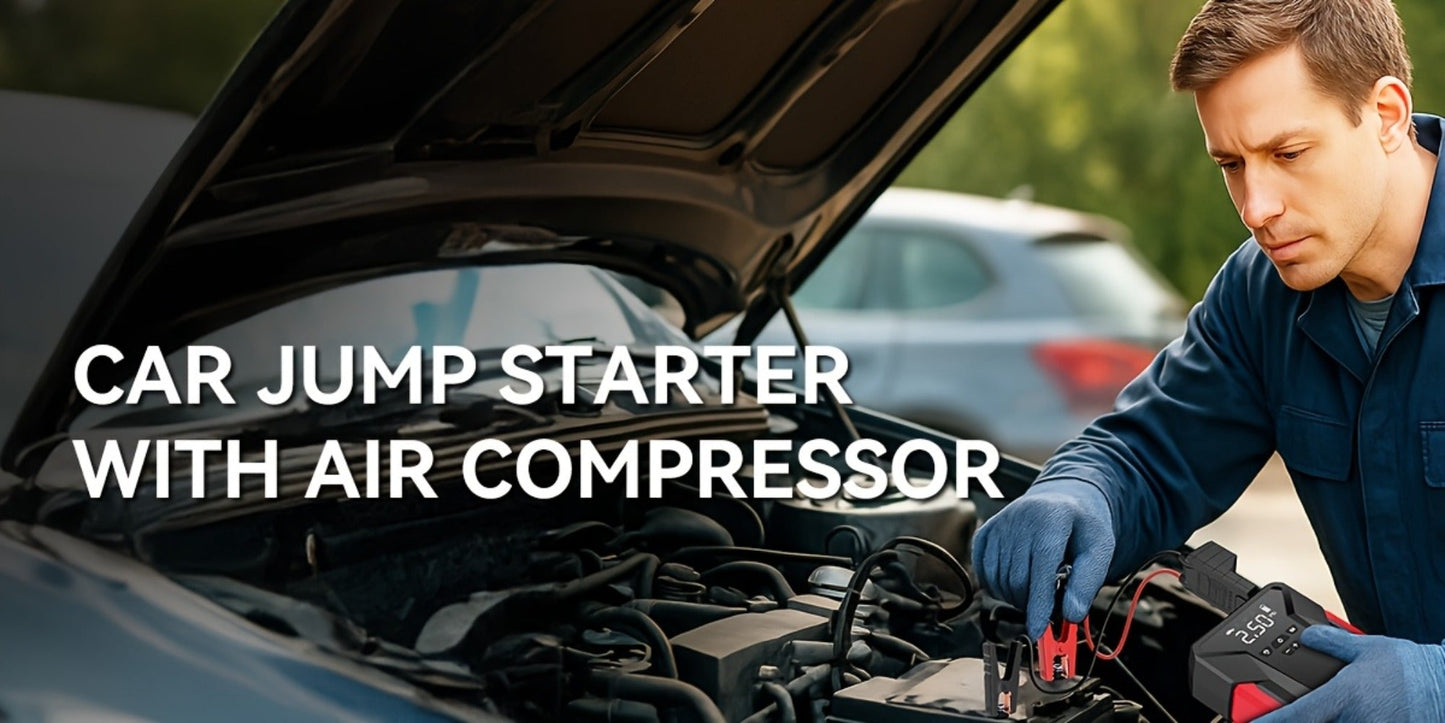 7000A Jump Starter with Air Compressor & Tire Inflator, 8-in-1 Portable Car Battery Booster for 9L Gas 8.5L Diesel, 150PSI Auto-Stop