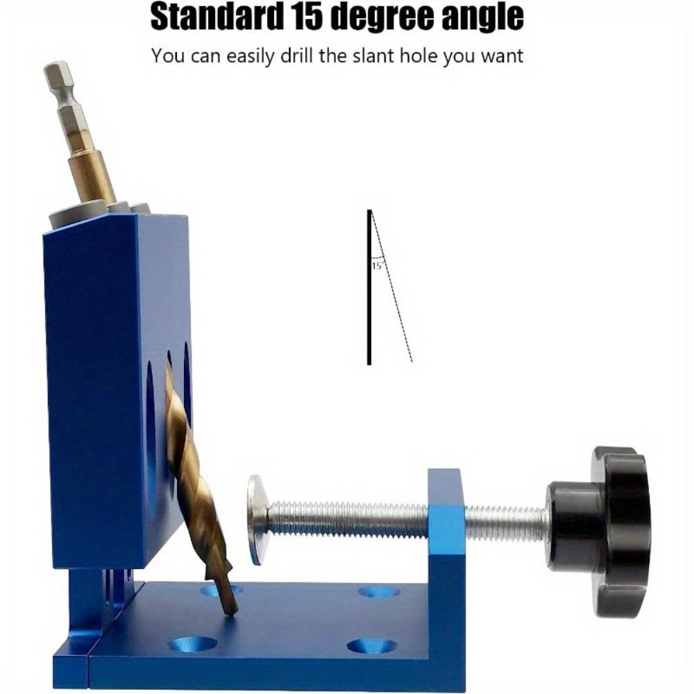 Pocket Hole Jig Kit Adjustable 3 Guide Holes 15 Degree Angle Drill System with Drill Bit Screwdrivers Screws Plugs Hex Drivers