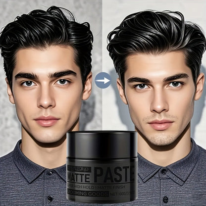 Matte Hair Paste for Men 100g, Non-Greasy Medium Hold Styling Cream with Plant Squalane & Argan Oil