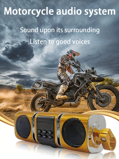 Motorcycle Bluetooth Speaker Sound Bar with Built-in Amplifier – IPX5 Waterproof, FM Radio, USB & AUX Input