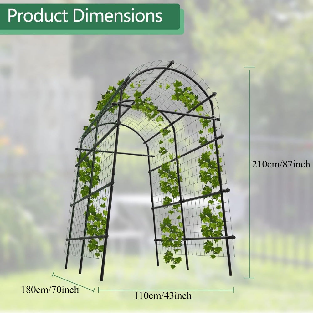 Steel Garden Trellis Arch 7ft PE-Coated Climbing Plants Vegetables