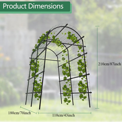 Steel Garden Trellis Arch 7ft PE-Coated Climbing Plants Vegetables