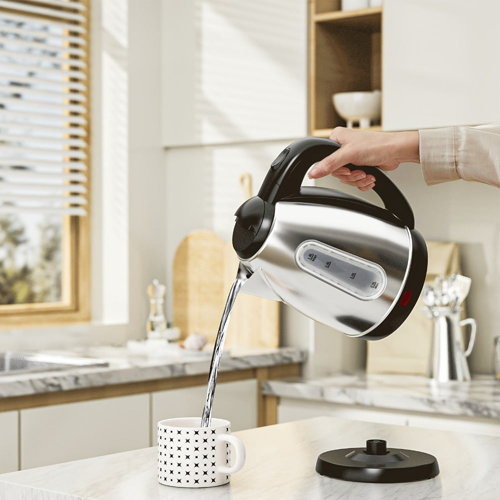Electric Kettle 1200W Fast Boiling 1.8L Stainless Steel BPA-Free Auto Shut-Off Boil-Dry Protection 360 Swivel Base for Coffee Tea Kitchen