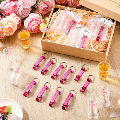Baby Shower Party Favors, 96-Piece Set for 24 Guests with Shot Glasses, Bottle Openers, Thank You Tags and Organza Bags
