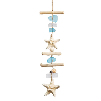 Starfish Wooden Bead Necklace & Coastal Pendant Set, Beach Jewelry, Nautical Starfish Charm, Driftwood Hanging String Decor for Women