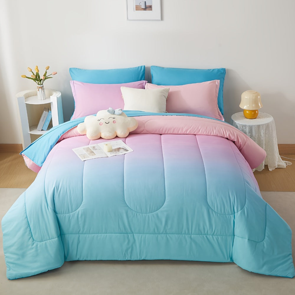 Rainbow Ombre 5- or 7-Piece Bed-in-a-Bag Set in Pink with Twin, Full, Queen and King Sizes