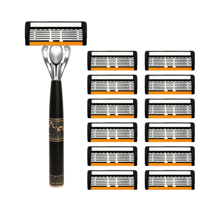 Men's Razor 6-Layer Blade Refill Kit with Handle Smooth Precise Shaving – Multiple Options 6 12 24 30 36 Blades Cartridge Razor