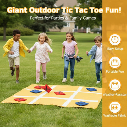 Giant Tic Tac Toe Bean Bag Toss Game Set Outdoor Lawn Game with 4.92ft Cloth 10 Bean Bags Ground Nails for Home and Salon Manicures