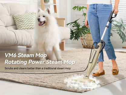 Steam Mop 10-in-1 Spinning Rotating Mop Pads with Steam Blaster Technology - 3 Steam Modes, LED Headlights