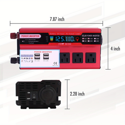 DC to AC Inverter 4000W 5500W 6500W 16000W Peak DC 12V to AC 110V High Power Car Inverter with USB Ports for Garden, Patio and Yard Use