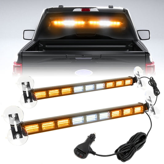 Visor Light Bar 162 LEDs 4-Color Switchable Emergency Warning Light Bar with 27 Flash Patterns Dual Switch Windshield Dash Lights for Trucks