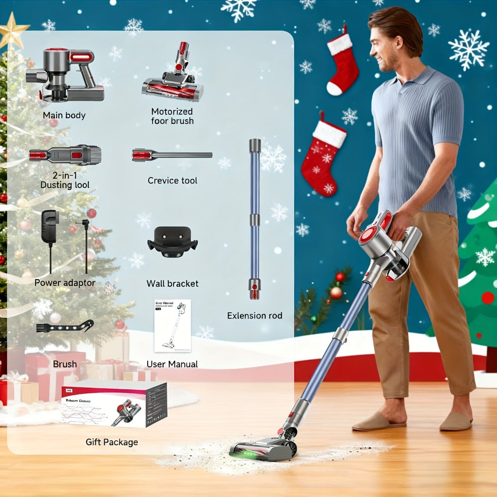 Cordless LED Stick Vacuum Cleaner with Removable Battery, Two Suction Modes and Seven Color Options