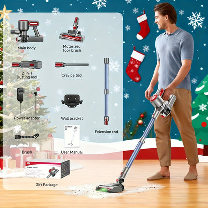Cordless LED Stick Vacuum Cleaner with Removable Battery, Two Suction Modes and Seven Color Options