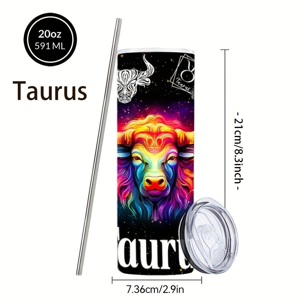 Insulated Tumbler 20oz Zodiac Horoscope 304 Stainless Steel with Lid, Straw and 12 Sign Choices