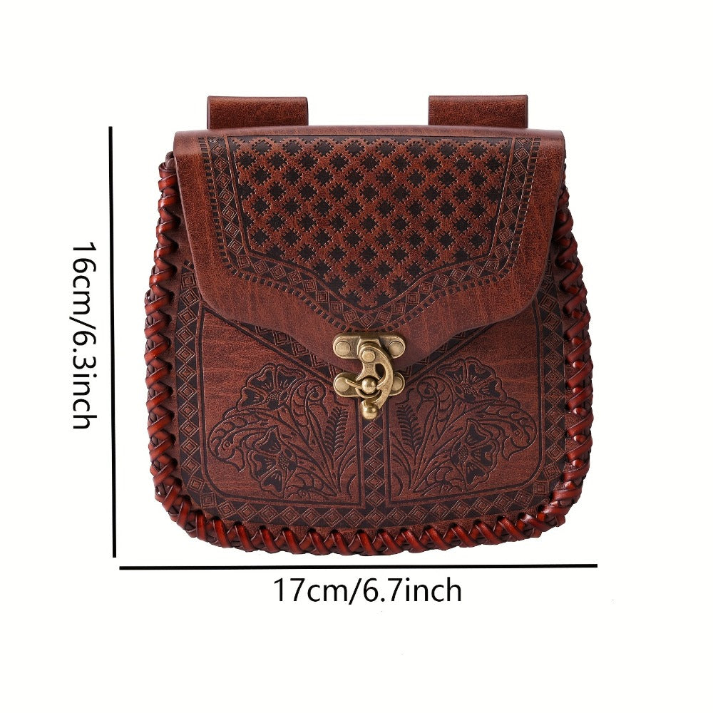 Dragon Embossed Faux Leather Waist Bag, Medieval Viking Norse Style Belt Pouch, Coin Purse Hip Bag for Renaissance Faire