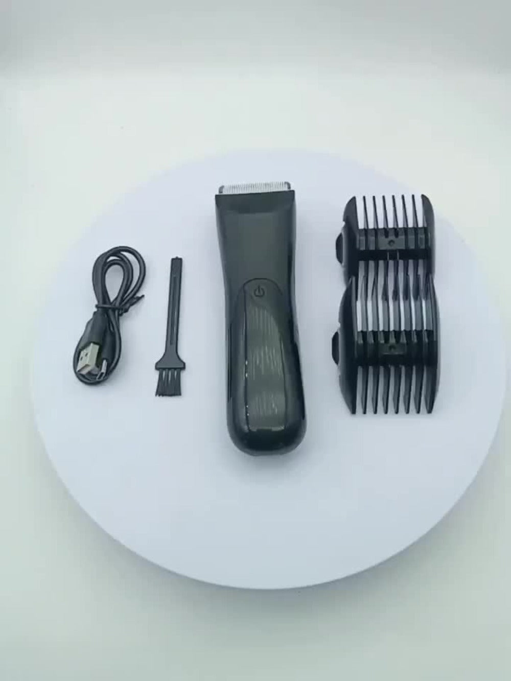 V-Shaped Ceramic-Blade Body Hair Trimmer with LCD Display, USB Cable, Guide Combs and Six Finish Options