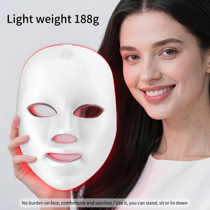 LED Light Therapy Face Mask 7 Color Photon Skin Rejuvenation - Acne Treatment Wrinkle for Bath Time, Home Spa and Personal Care