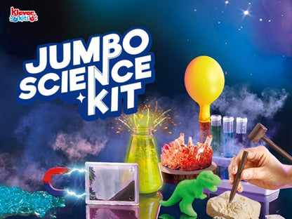 Jumbo Science Kit for Kids 130+ Experiments, STEM Chemistry Set with Crystal Growing Glowing Bulb Fossil Dig Soap Making