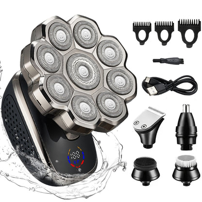 Electric Shaver 7D or 9D Rotary Head with Titanium Blades, LED Display, USB-C Charging and Set Options