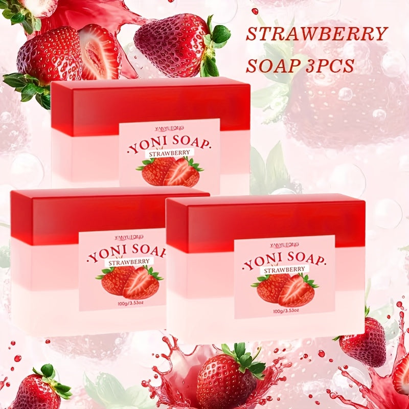 Strawberry Intimate Soap for Women 100g pH Balancing Feminine Wash Bar Gentle Cleansing Fresh for Bath Time, Home Spa and Personal Care