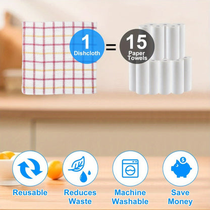 Kitchen Cleaning Cloths 24 Pack Soft Absorbent Reusable Dish Towels Square Dishcloths Durable Multi-Purpose Cleaning Rags for Home Kitchen