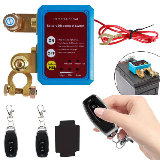 Battery Disconnect Switch Remote 12V 24V 240A – Wireless Kill Switch Auto Cut-Off Magnetic Relay, Anti-Drain Anti-Theft for Car Truck RV ATV