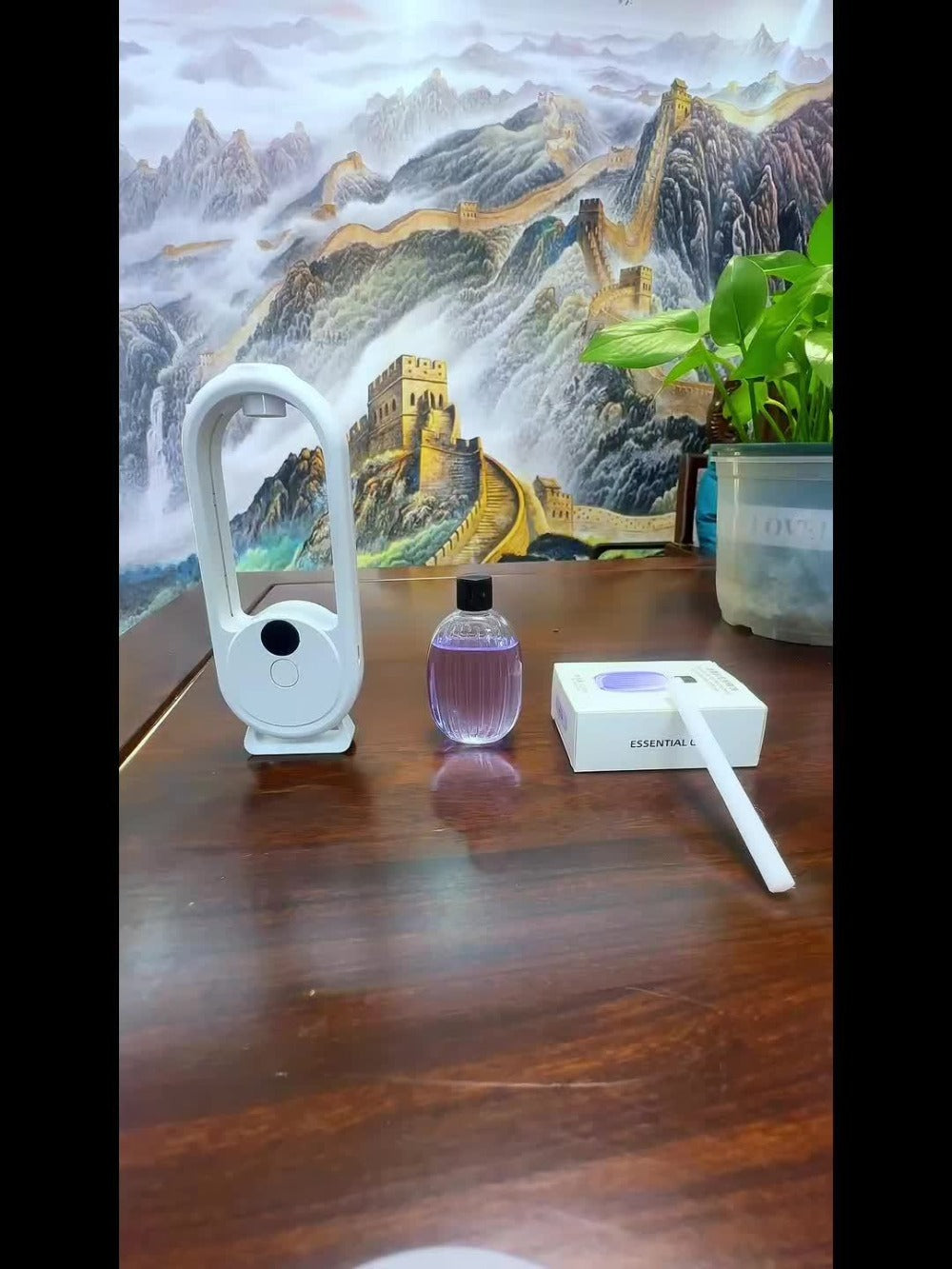 Aromatherapy Diffuser with Essential Oils Included, 4.06oz Cute Portable Aroma Diffuser with LED Light for Office