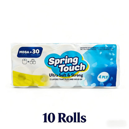 Toilet Paper Bulk 10 Roll 4-Ply Super Soft Thick Undyed Bath Tissue – Strong & Durable No Crumble Bathroom Tissue Rolls for Home, Hotel