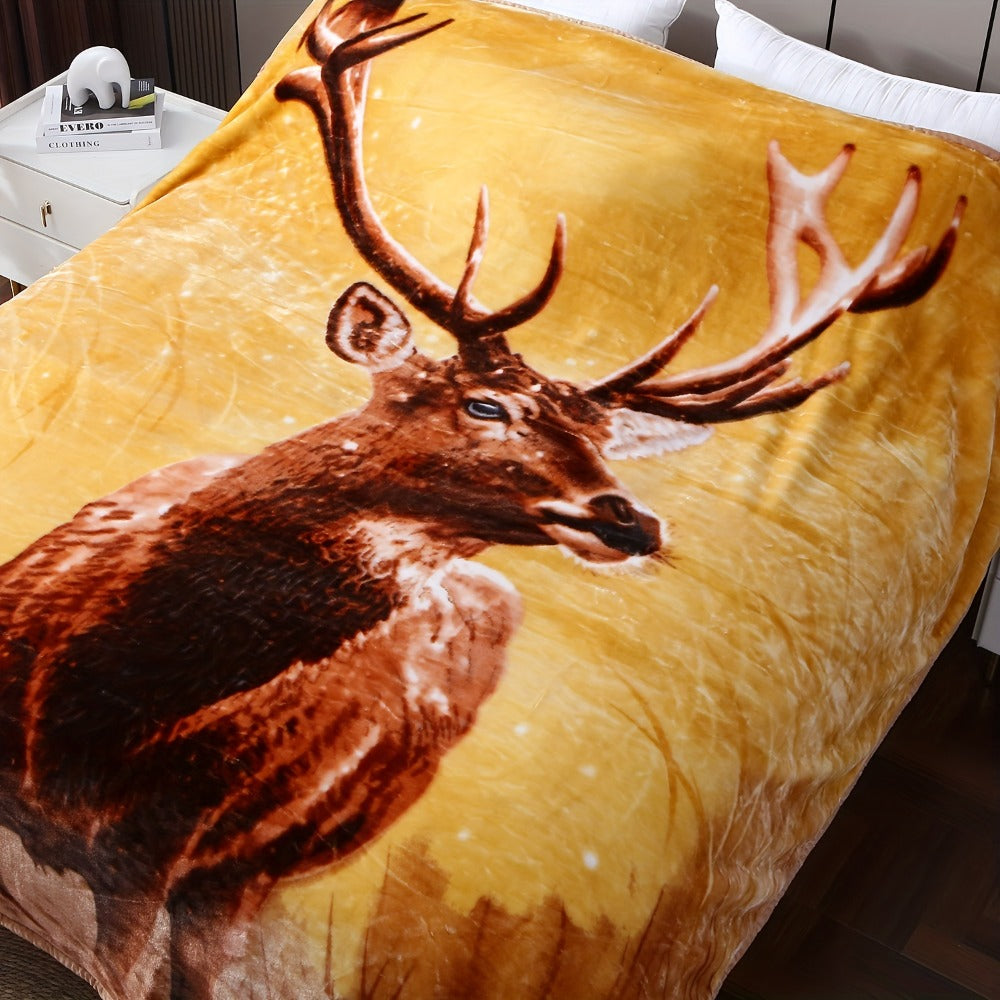 Reversible Plush Blanket 2-Ply 520GSM Milk Velvet - Queen King Size Blanket with Vibrant Animal & Floral Designs