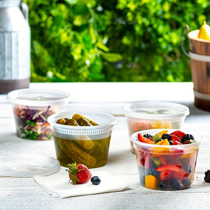 Food Storage Containers 24-Pack 16 oz Round Deli Boxes with Fitted Lids for Portion and Refrigerator Storage