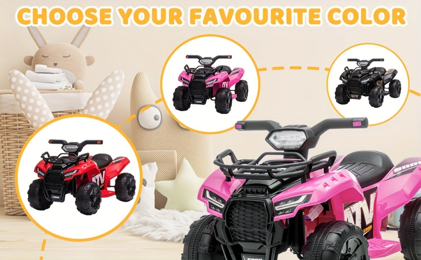 6V Kids Ride On ATV 4-Wheeler Quad Electric Toy Car for Toddlers 18-36 with the Listed Color, Size or Set Options for Everyday Use