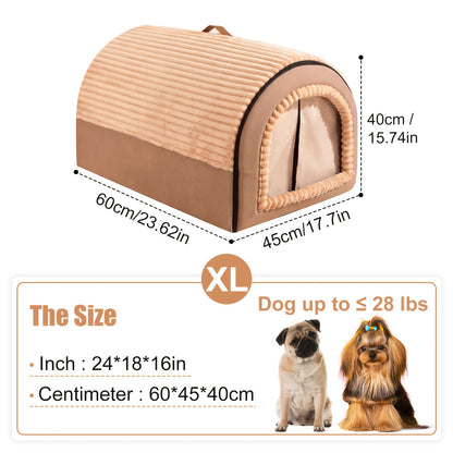 Dog Bed Cat Bed Enclosed Pet Tent House – All-Season Soft Washable Cave Bed with Non-Slip Bottom, Cozy Puppy Kennel