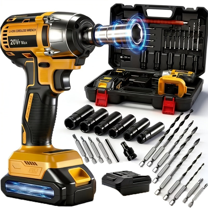 Cordless Impact Wrench 1/2 Inch Brushless, 450N.m 259Ft-lbs High Torque Impact Gun, 3300RPM Variable Speed