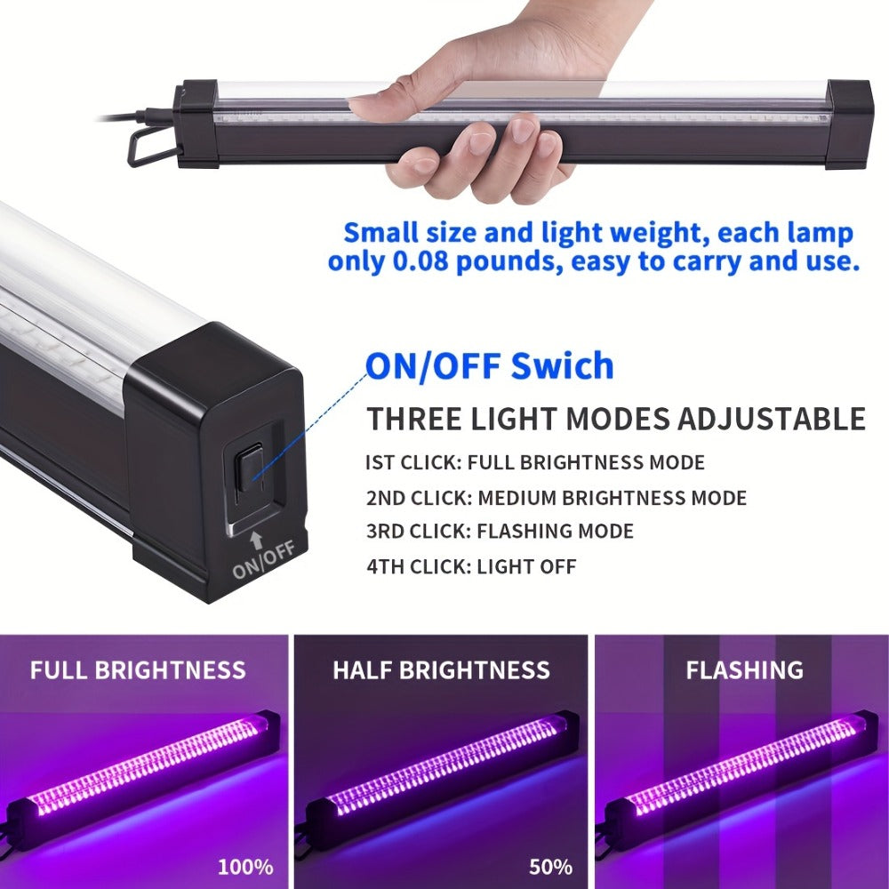 UV Black Light Strip USB LED, 32cm / 12.6ft Portable Magnetic Black Light Tube for Halloween Party
