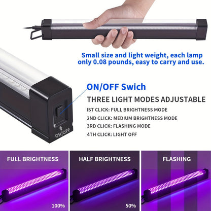 UV Black Light Strip USB LED, 32cm / 12.6ft Portable Magnetic Black Light Tube for Halloween Party
