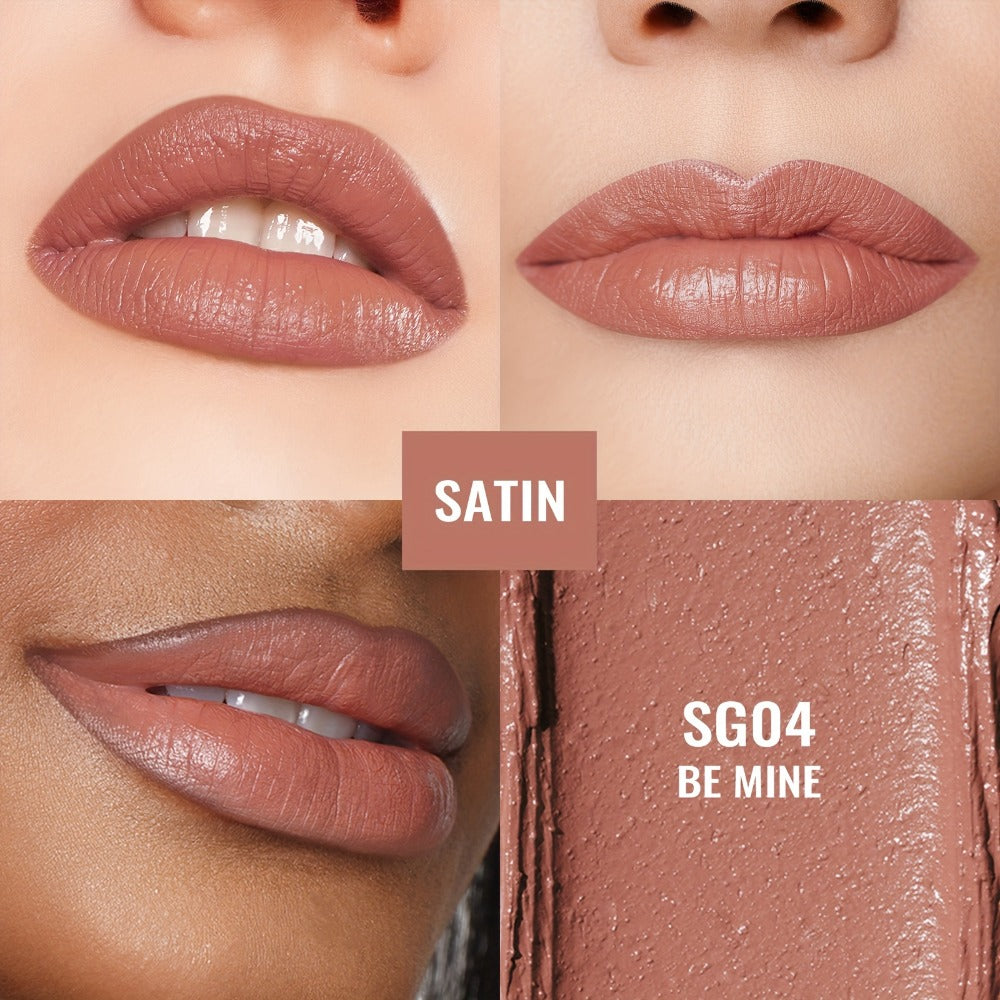 Oulac Nude Satin Lipstick Set 12g Each – Lightweight Moisturizing Full Coverage Cream-to-Satin Formula, Skin-Flattering Nude Lip Color
