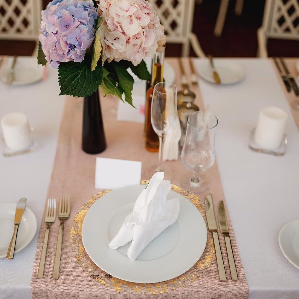 Golden Foil Round Placemats Disposable Table Doilies 50/100pcs – Elegant Mesh Table Pad for Dining, Party & Home Decor