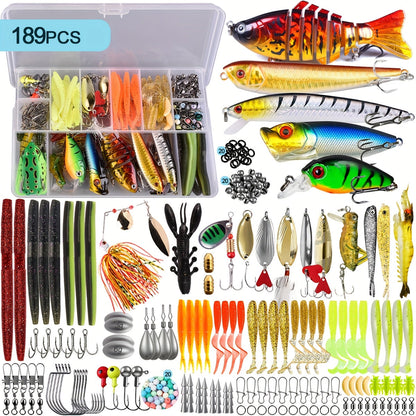 Fishing Lures Kit 66 / 95 / 189 Pcs – Complete Tackle Bait Set for Freshwater & Saltwater Bass Trout Fishing
