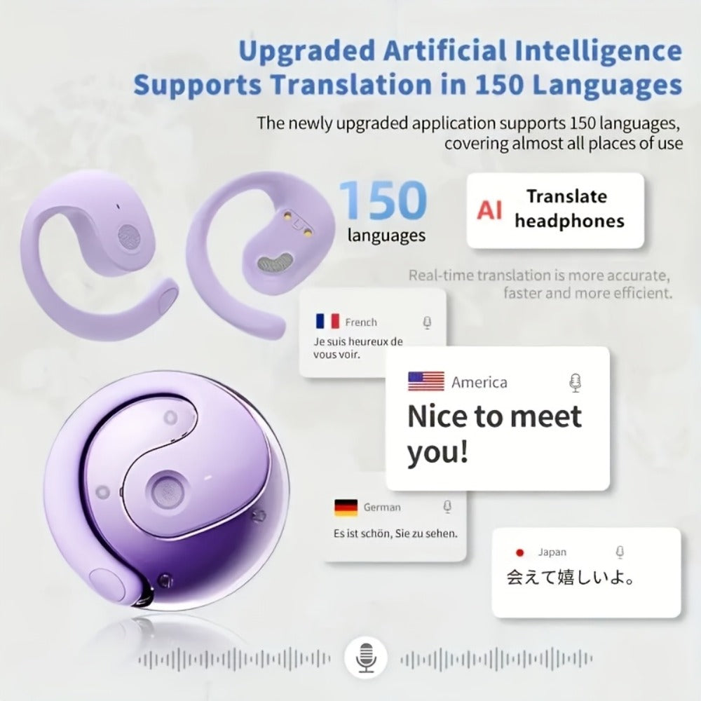 100 Language Real-Time Translation TWS Earphones Coconut Ball Pendant Wireless Earbuds for Bedside Audio, Alarms and Room Entertainment