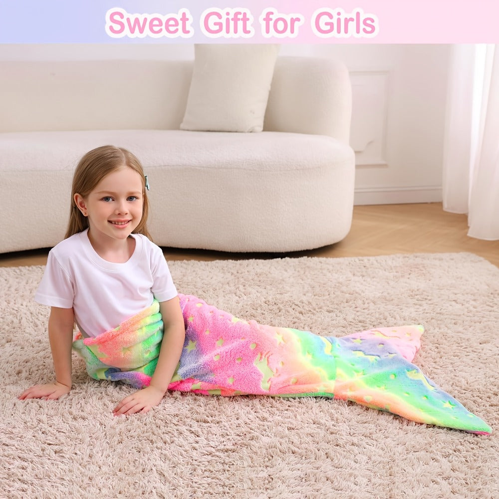 Mermaid Tail Sleeping Bag Blanket for Kids & Adults - Flannel 200GSM Anti-Kick Cozy Bed Cover