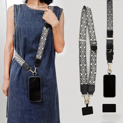 Phone Lanyard Crossbody Strap with Zipper Pouch & Beaded Charm Adjustable Hands-Free Cell Phone Shoulder Strap