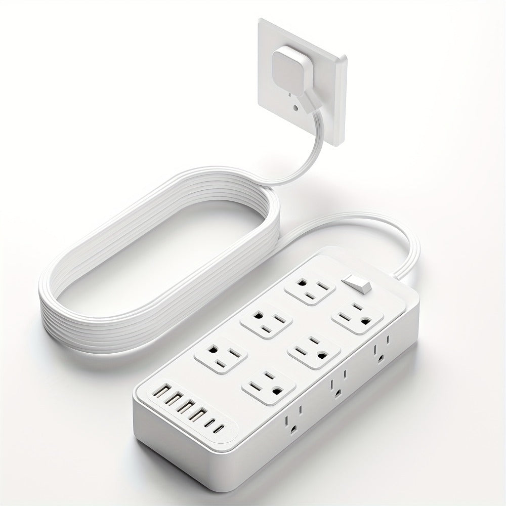 Power Strip 18-in-1 Charging Station with 12 AC Outlets, 4 USB-A, 2 USB-C and 5-Foot Flat-Plug Cord