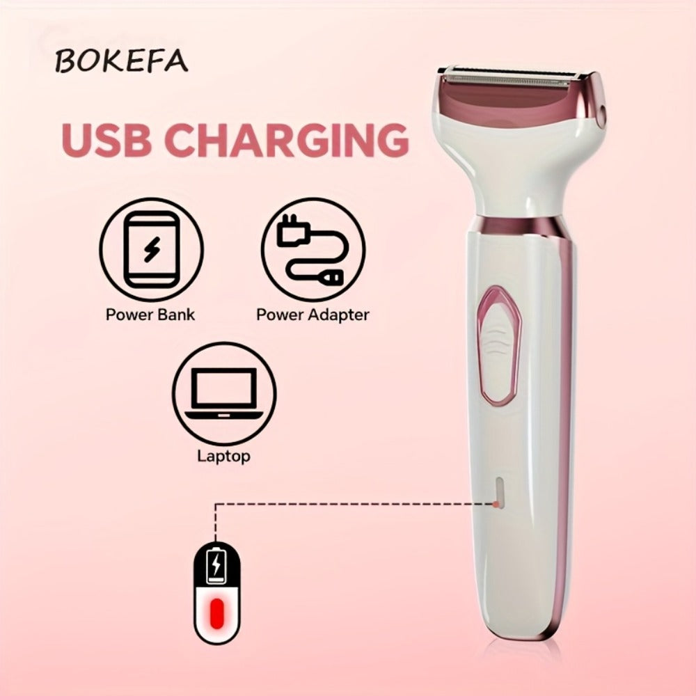 Women's Electric Razor 4-in-1 Grooming Kit Wet Dry Rechargeable Trimmer for Face Nose Legs for Everyday Face, Beard and Body Grooming