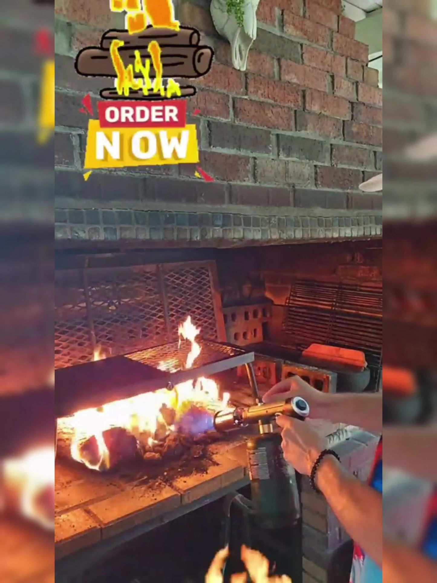 Propane Torch Gun with Safety Lock & One-Touch Max Fire, Adjustable Flame Butane Burner for Searing Steak