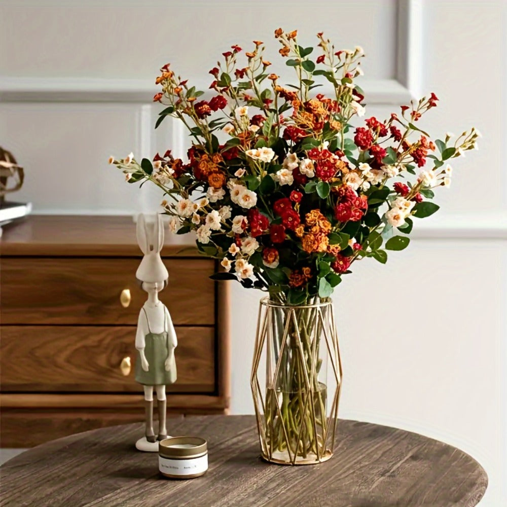 Artificial Flowers Six-Piece Mixed Rose Set in White Yellow Champagne Red Orange and Pink for Decor